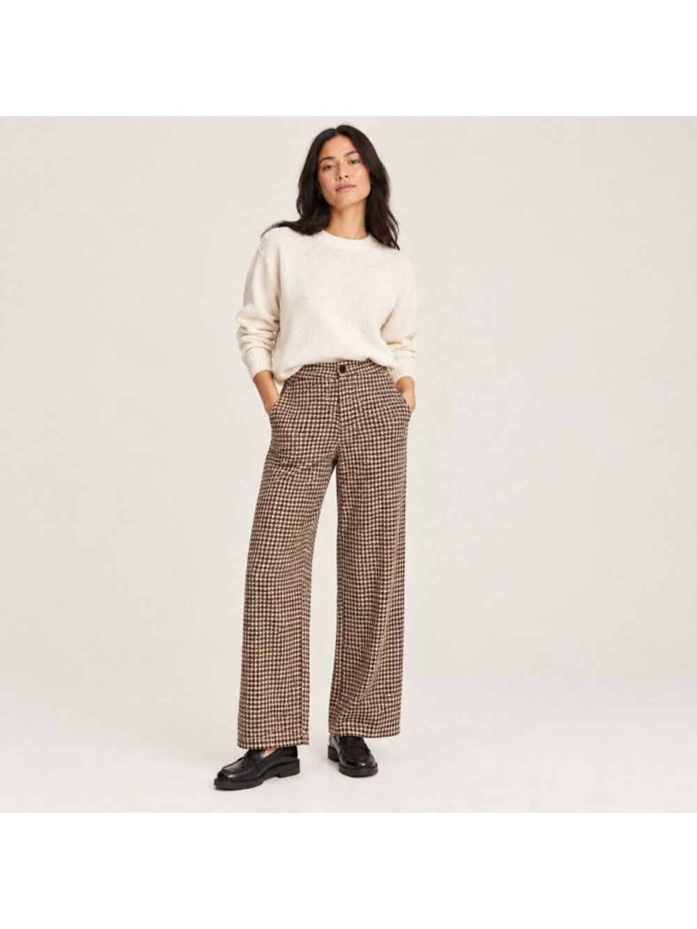 Thinking Mu Karina High Rise Brown Gingham Organic Cotton Pants Size US 4